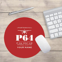 Thumbnail for Partenavia P.64 Oscar - Heritage + Name - Round Mouse Pad - Red