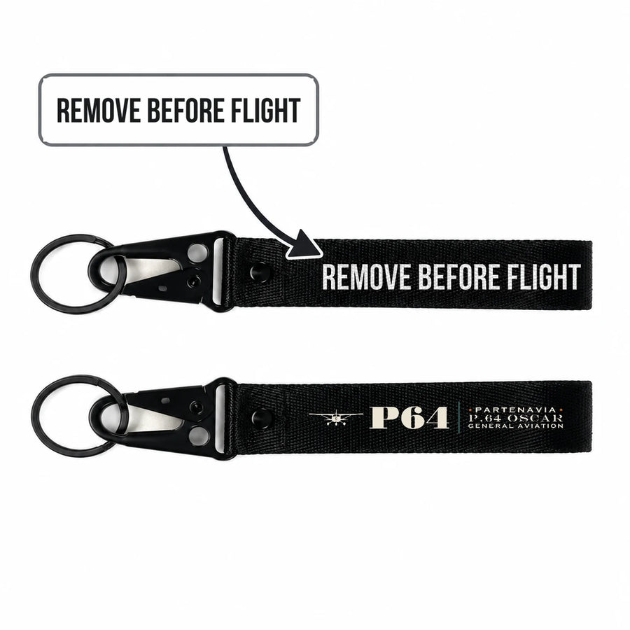Partenavia P.64 Oscar Hawk-Shaped Key Chains - Black - Heritage - Remove Before Flight