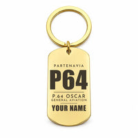 Thumbnail for Partenavia P.64 Oscar - Key Chain - Tag + Name - Gold