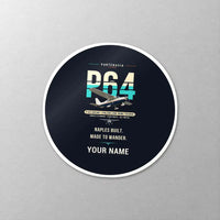 Thumbnail for Partenavia P.64 Oscar - Original + Name - Circle Sticker - Close-up