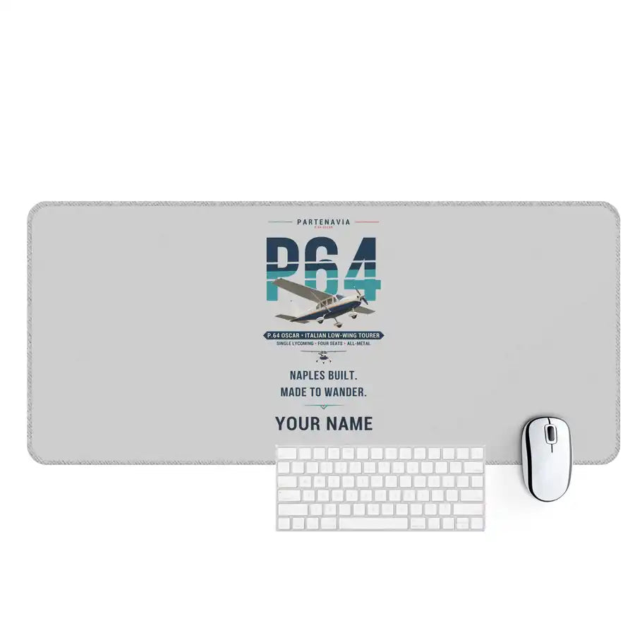 Partenavia P.64 Oscar - Original + Name - Desk Mat - Light Gray