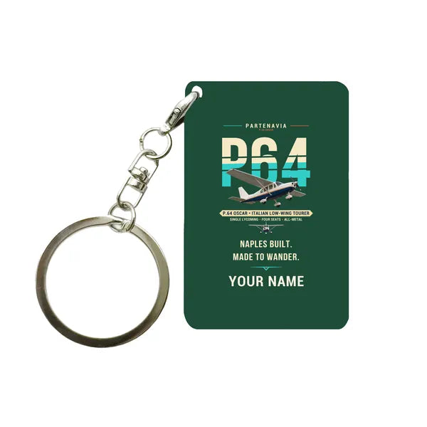 Partenavia P.64 Oscar - Original + Name - Key Chain - Dark Green