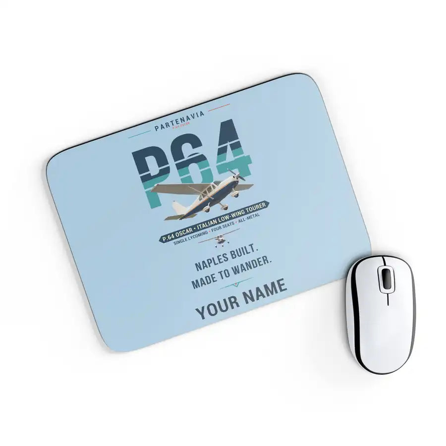 Partenavia P.64 Oscar - Original + Name - Mouse Pad - Light Blue