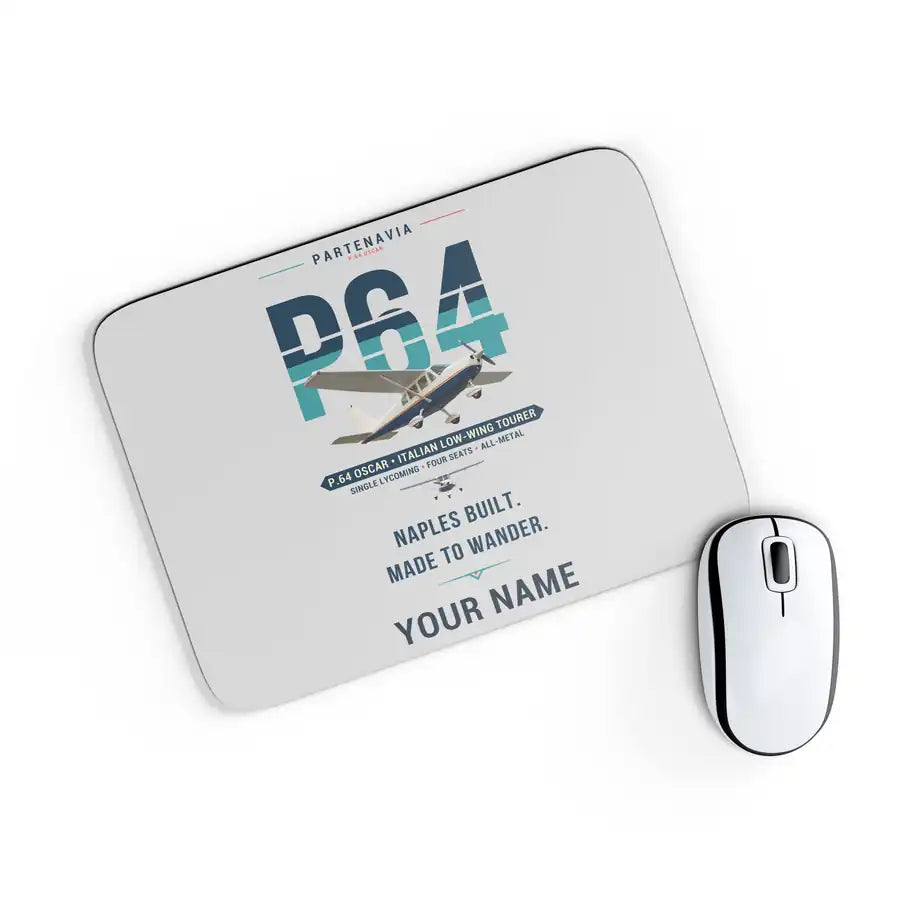 Partenavia P.64 Oscar - Original + Name - Mouse Pad - Light Gray