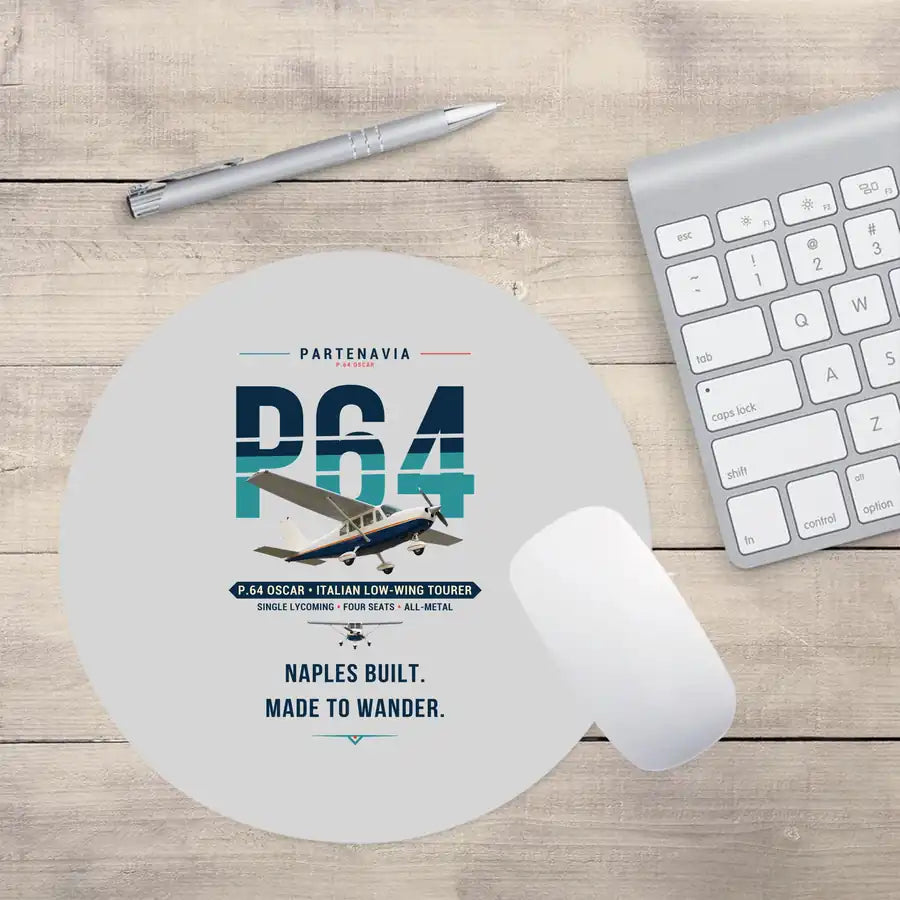 Partenavia P.64 Oscar - Original - Round Mouse Pad - Light Gray