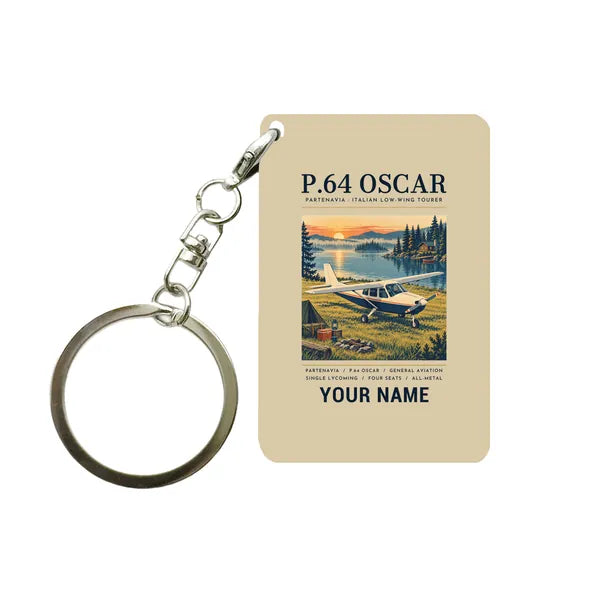 Partenavia P.64 Oscar - Poster + Name - Key Chain - Beige