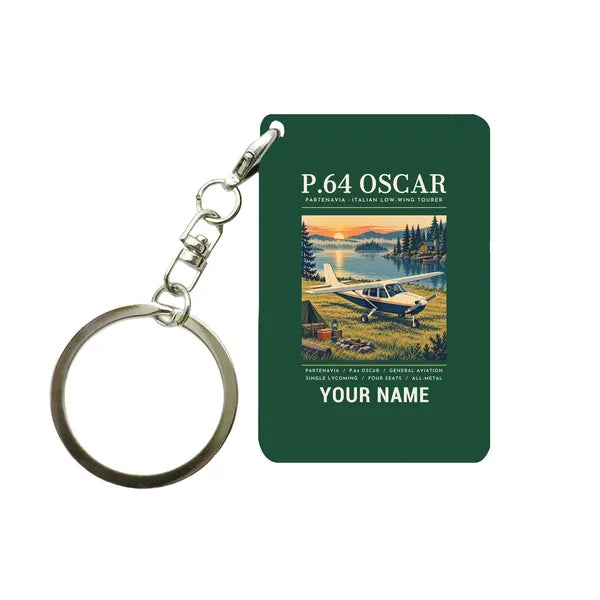 Partenavia P.64 Oscar - Poster + Name - Key Chain - Dark Green