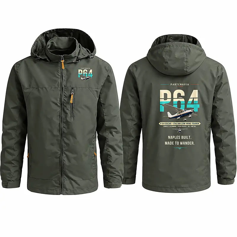 Partenavia P.64 Oscar Stylish Jackets - Hooded Windbreaker - Original - Olive Green