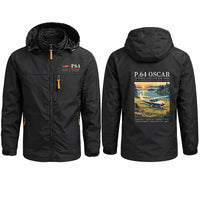 Thumbnail for Partenavia P.64 Oscar Stylish Jackets - Hooded Windbreaker - Poster - Black
