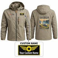 Thumbnail for Partenavia P.64 Oscar Stylish Jackets - Hooded Windbreaker - Poster + Name - Khaki