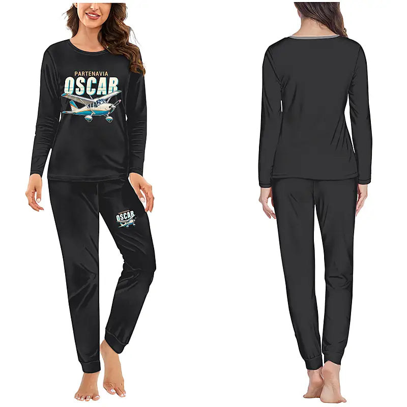 Partenavia P.64 Oscar - Women Pajamas - Cartoon Chest - Black