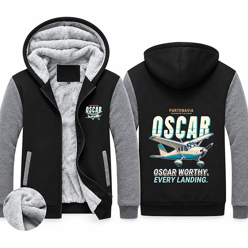 Partenavia P.64 Oscar Zipped Sweatshirts - Cartoon - Black & Gray