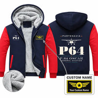 Thumbnail for Partenavia P.64 Oscar Zipped Sweatshirts - Heritage + Name - Navy & Red