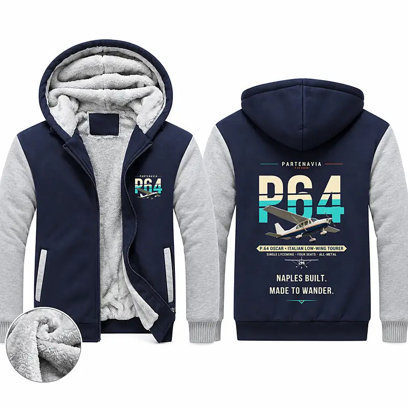 Partenavia P.64 Oscar Zipped Sweatshirts - Original - Navy & Gray