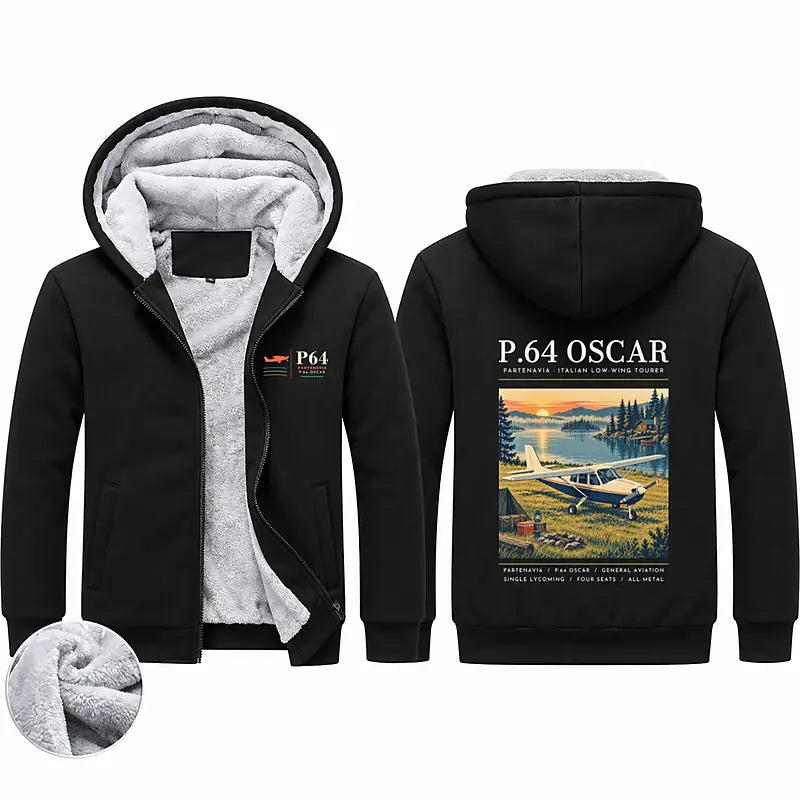 Partenavia P.64 Oscar Zipped Sweatshirts - Poster - Black