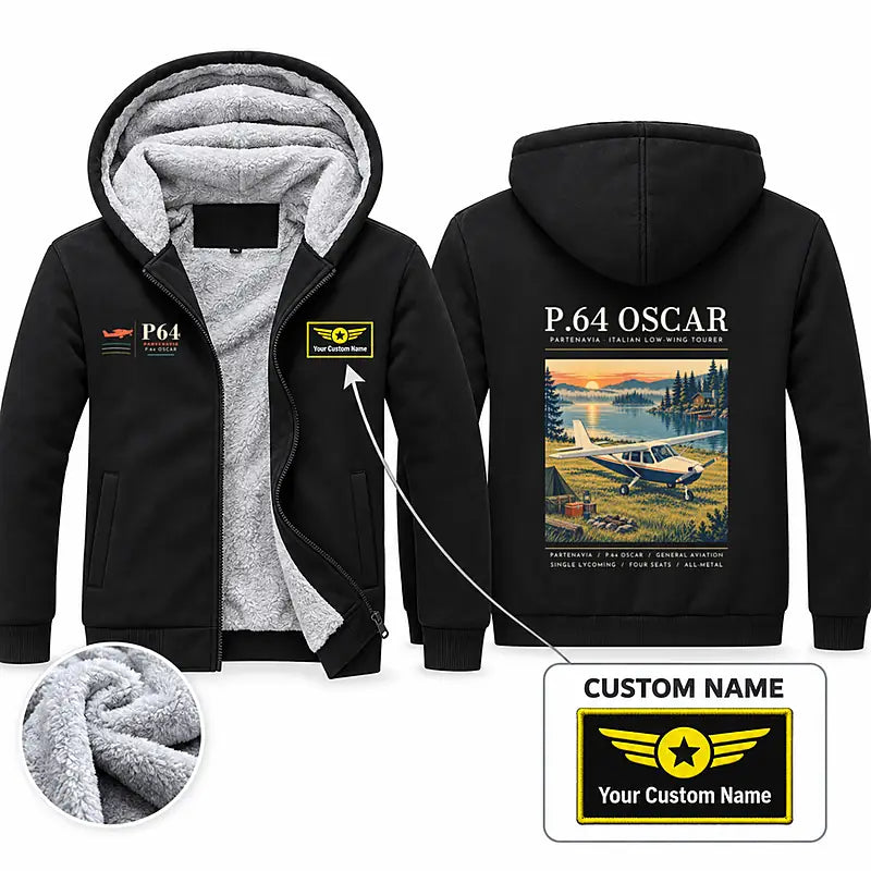 Partenavia P.64 Oscar Zipped Sweatshirts - Poster + Name - Black