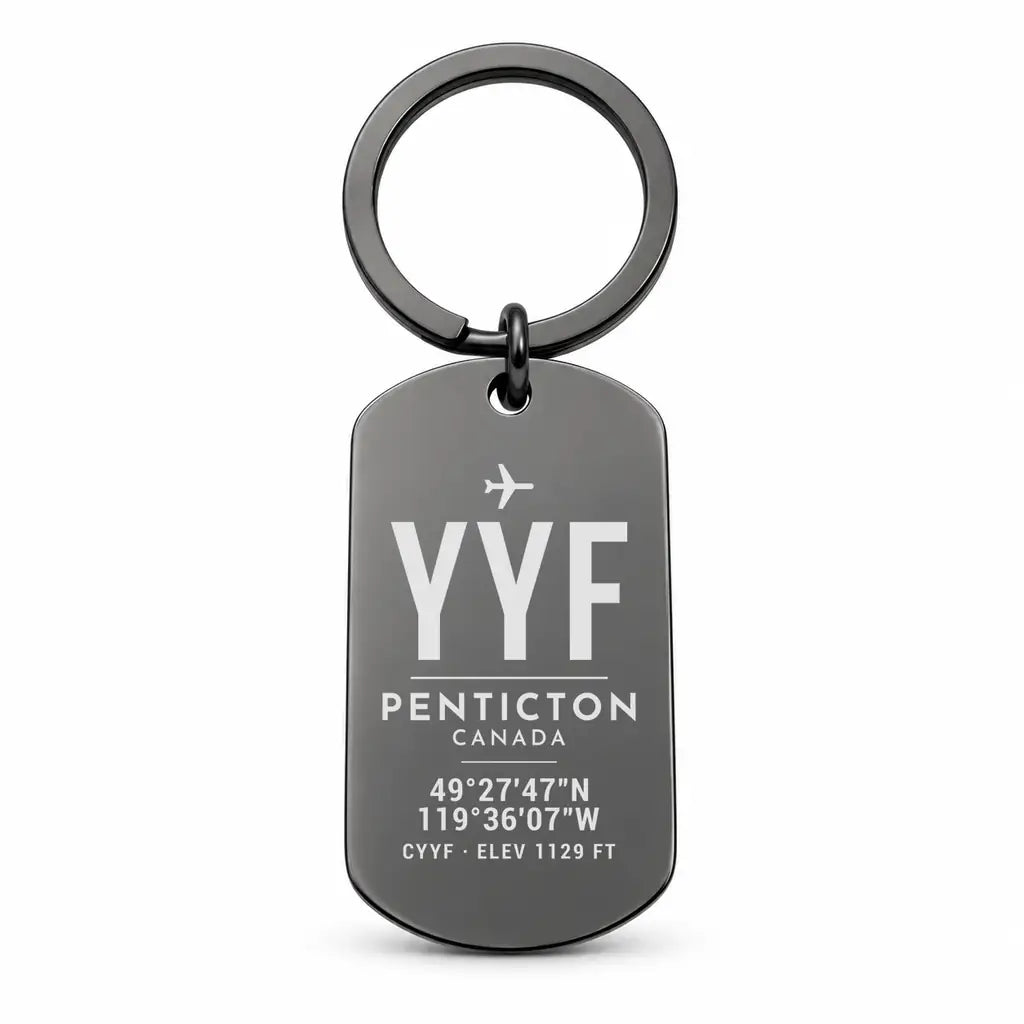 Penticton Airport YYF - Key Chain - Original Design - Black