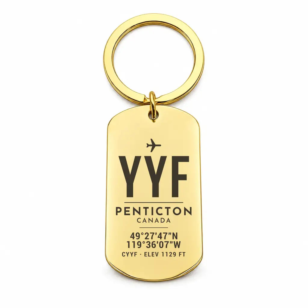 Penticton Airport YYF - Key Chain - Original Design - Gold