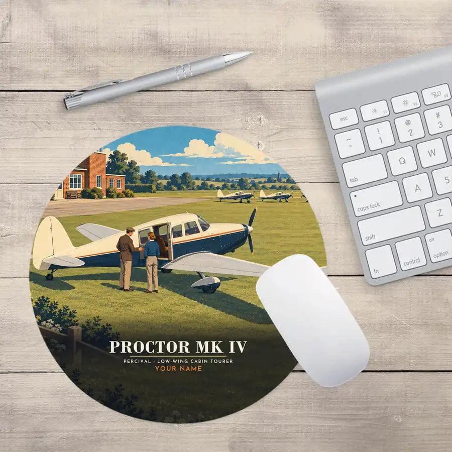 Percival Proctor Mk IV - 3D + Name - Round Mouse Pad - Full Print