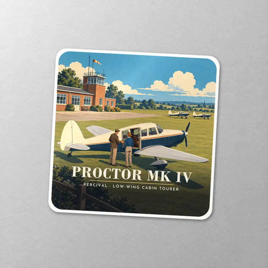 Percival Proctor Mk IV - 3D - Square Sticker - Close-up