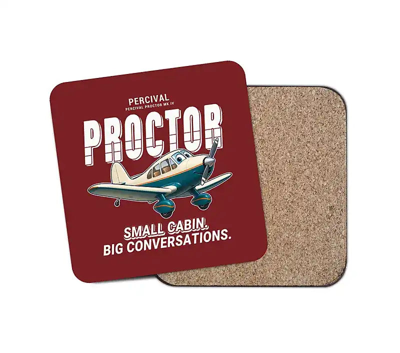 Percival Proctor Mk IV - Cartoon - Coaster - Dark Red