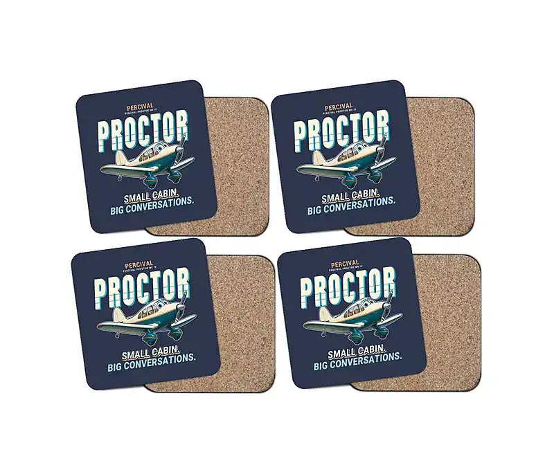 Percival Proctor Mk IV - Cartoon - Coaster Set - Navy Blue