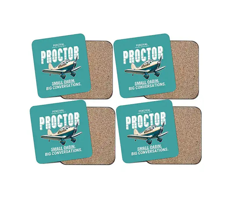 Percival Proctor Mk IV - Cartoon - Coaster Set - Turquoise