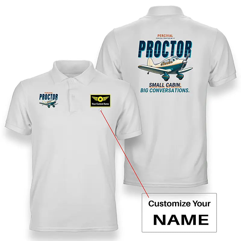 Percival Proctor Mk IV - Cartoon - Double-Side Polo - White + Name