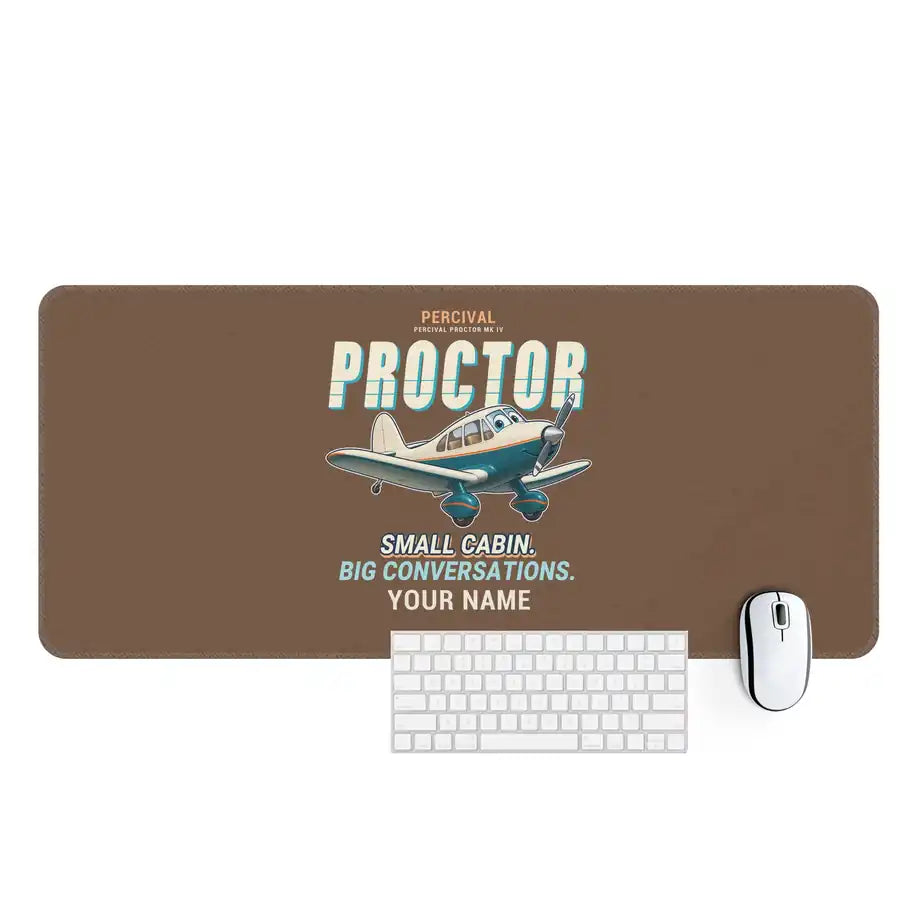 Percival Proctor Mk IV - Cartoon + Name - Desk Mat - Brown