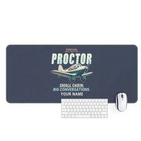 Thumbnail for Percival Proctor Mk IV - Cartoon + Name - Desk Mat - Navy Blue