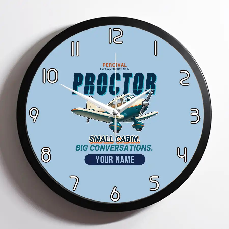 Percival Proctor Mk IV - Cartoon + Name - Framed - Light Blue