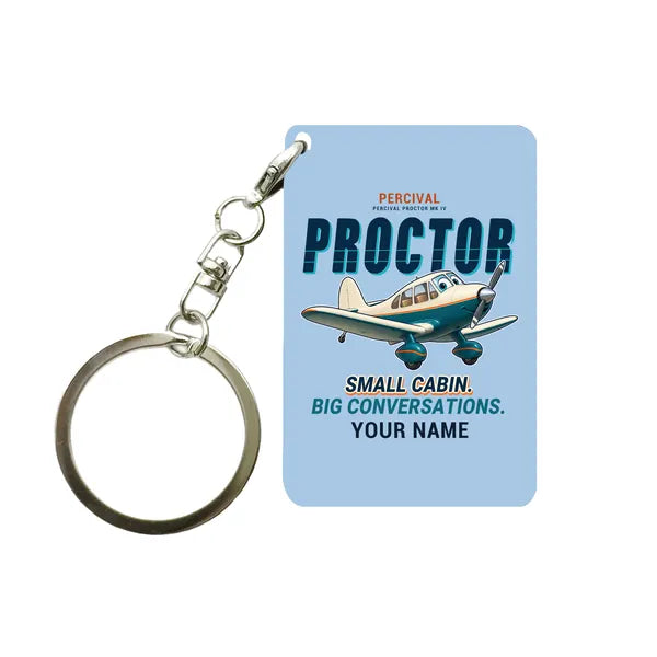 Percival Proctor Mk IV - Cartoon + Name - Key Chain - Light Blue