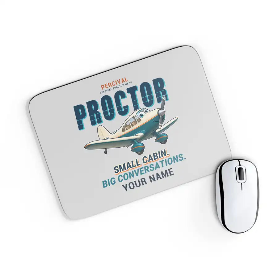 Percival Proctor Mk IV - Cartoon + Name - Mouse Pad - Light Gray