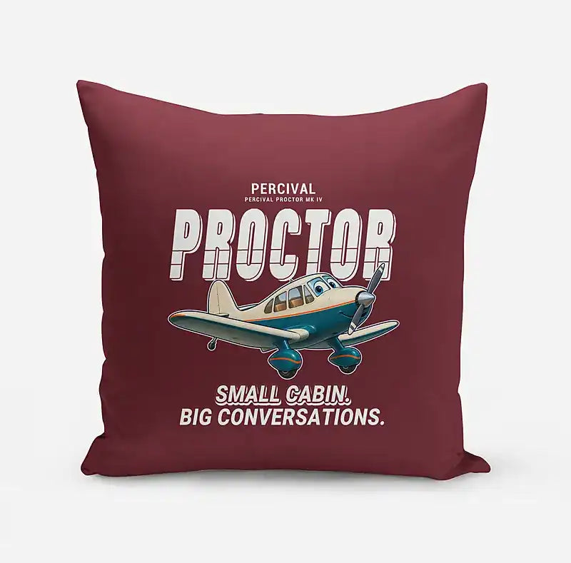 Percival Proctor Mk IV - Cartoon - Pillow - Dark Red