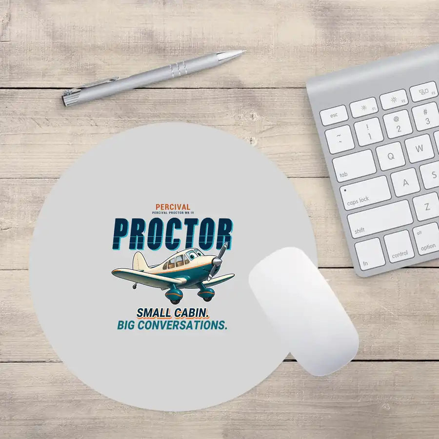 Percival Proctor Mk IV - Cartoon - Round Mouse Pad - Light Gray