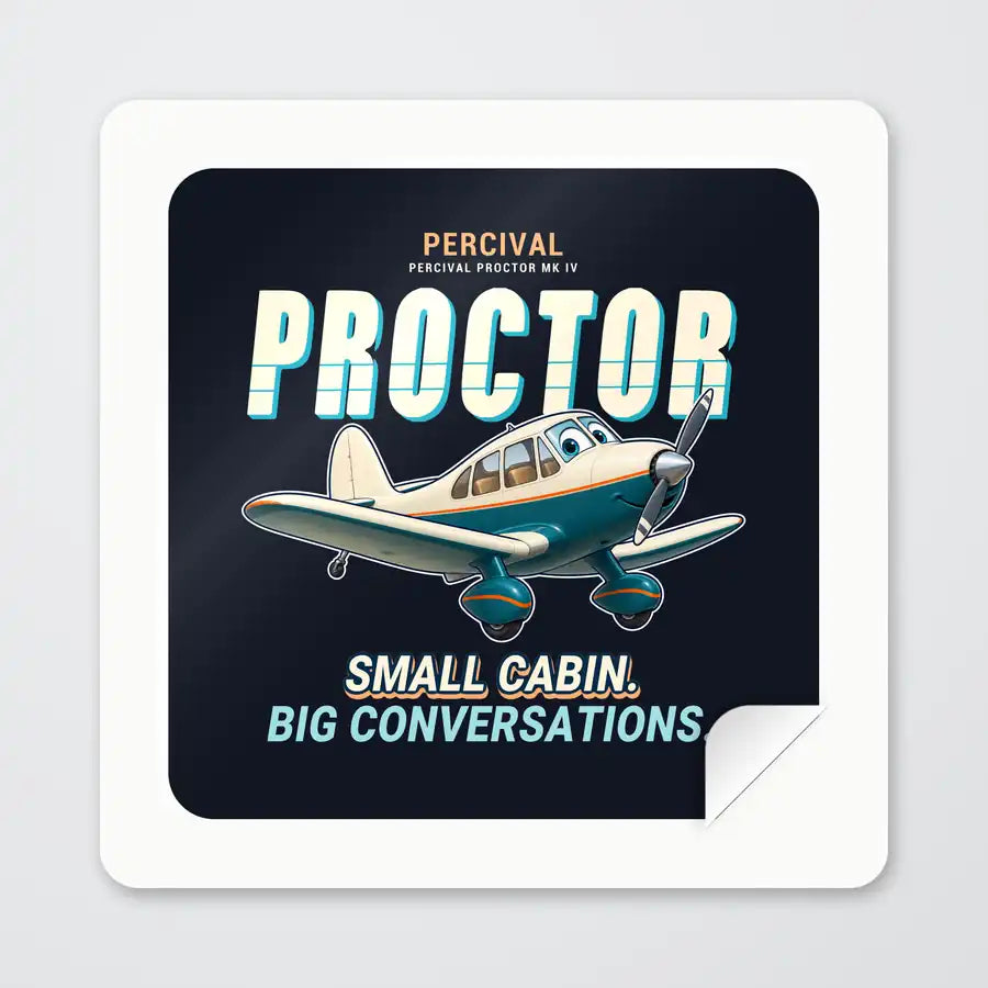 Percival Proctor Mk IV - Cartoon - Square Sticker - Peel