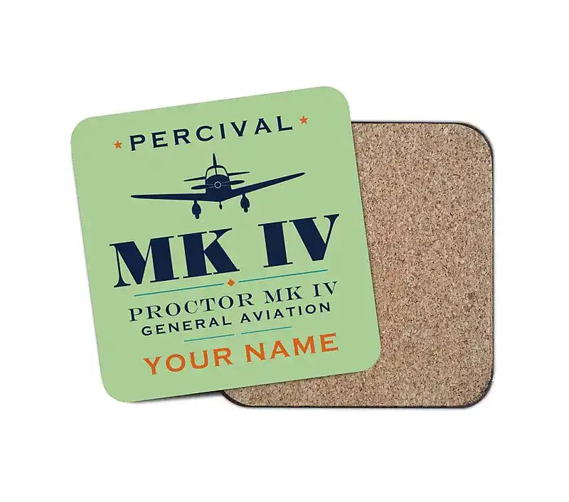 Percival Proctor Mk IV - Heritage + Name - Coaster - Light Green
