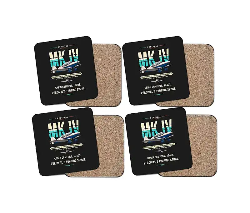 Percival Proctor Mk IV - Original - Coaster Set - Black