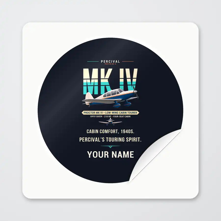 Percival Proctor Mk IV - Original + Name - Circle Sticker - Peel