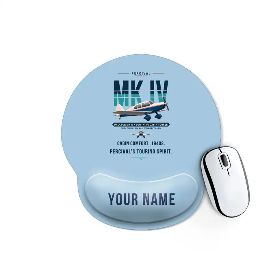 Percival Proctor Mk IV - Original + Name - Ergonomic Mouse Pad - Light Blue