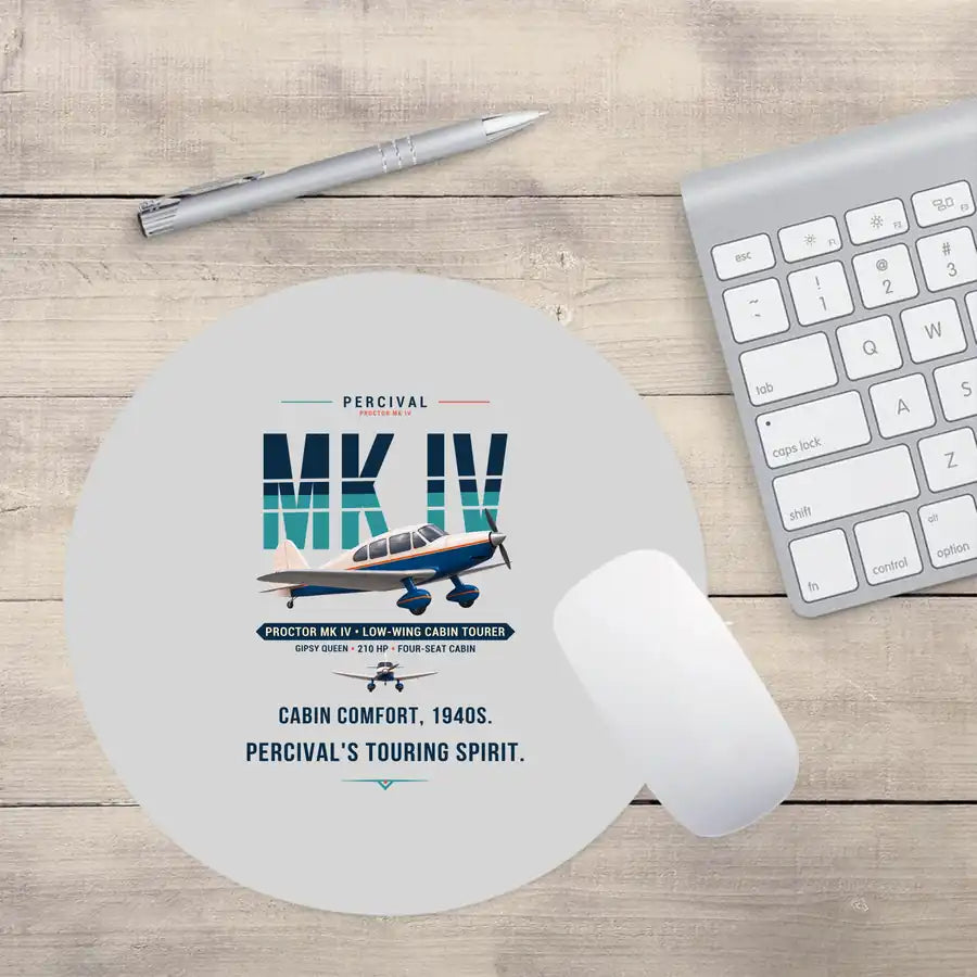 Percival Proctor Mk IV - Original - Round Mouse Pad - Light Gray