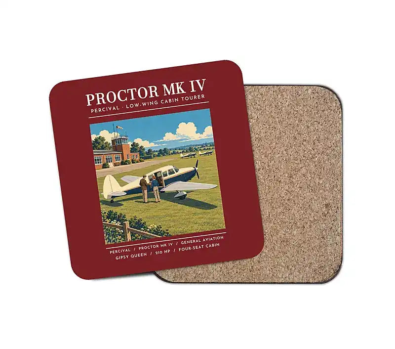Percival Proctor Mk IV - Poster - Coaster - Dark Red
