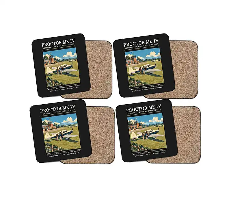 Percival Proctor Mk IV - Poster - Coaster Set - Black