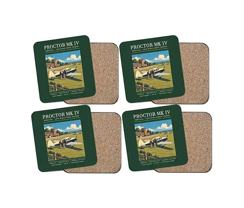 Percival Proctor Mk IV - Poster - Coaster Set - Dark Green