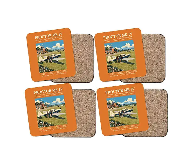 Percival Proctor Mk IV - Poster - Coaster Set - Orange