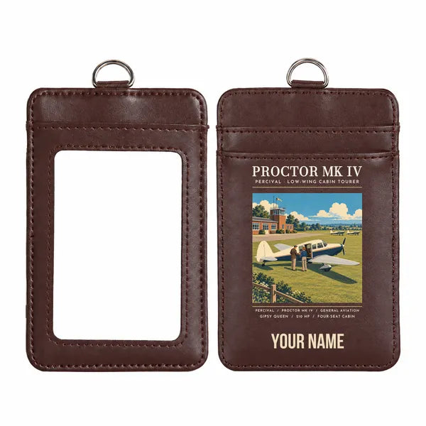 Percival Proctor Mk IV - Poster - ID Card Holder - Dark Brown + Name