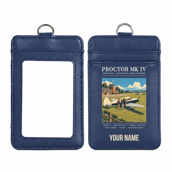 Percival Proctor Mk IV - Poster - ID Card Holder - Navy Blue + Name
