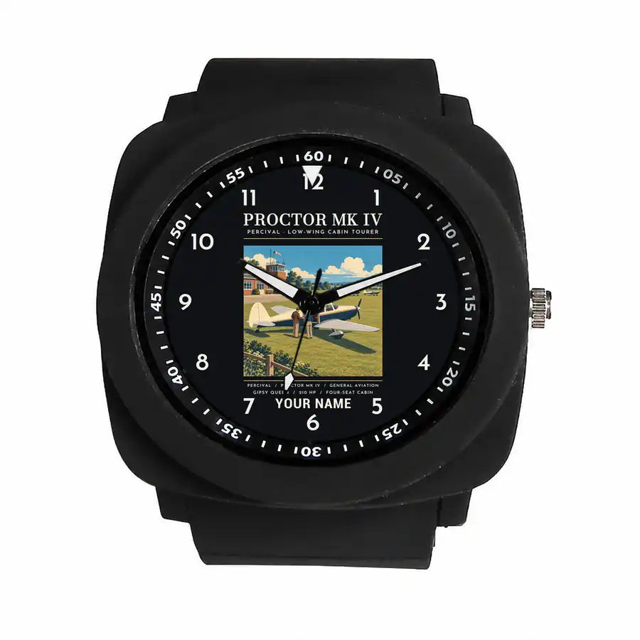 Percival Proctor Mk IV - Poster + Name - Rubber Strap - Black