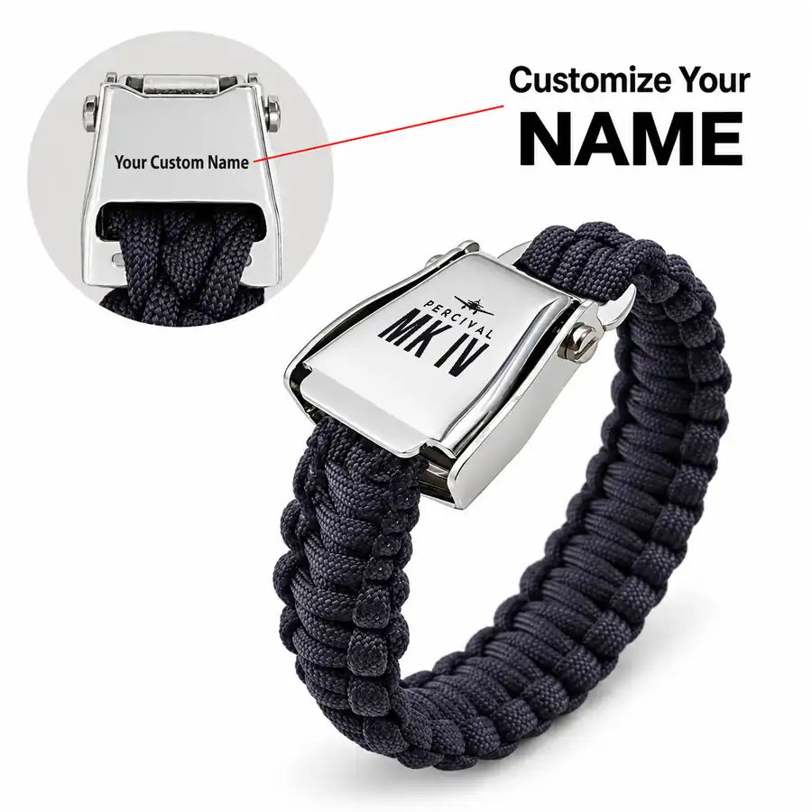 Percival Proctor Mk IV - Seat Belt Bracelet - Heritage + Name - Black