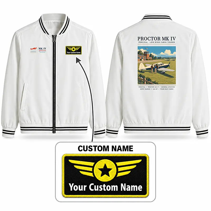 Percival Proctor Mk IV Stylish Jackets - Baseball Collar - Poster + Name - White